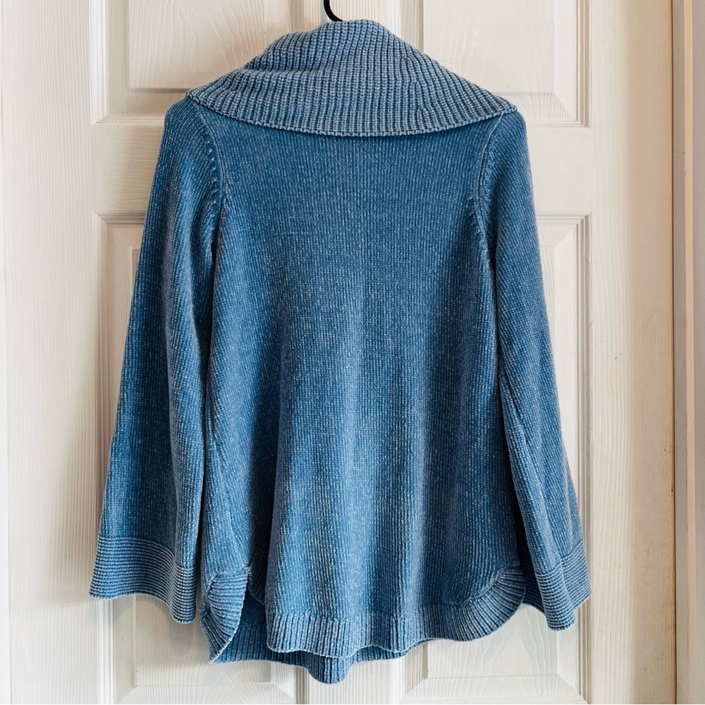Soft Surroundings Blue Chenille Cowl Neck Sweater - Picture 3 of 11